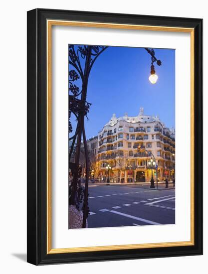 Casa Mila La Pedrera at Passeig de Gracia, Barcelona, Catalonia, Spain-null-Framed Art Print