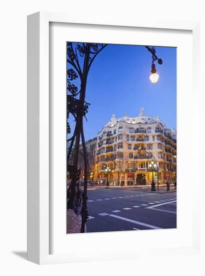 Casa Mila La Pedrera at Passeig de Gracia, Barcelona, Catalonia, Spain-null-Framed Art Print