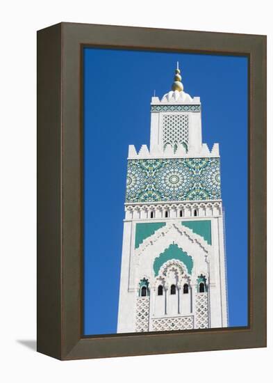 Casablanca, Morocco, Exterior Steeple Famous Hassan II Mosque-Bill Bachmann-Framed Premier Image Canvas