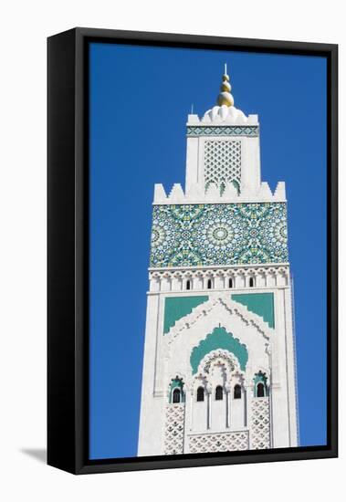 Casablanca, Morocco, Exterior Steeple Famous Hassan II Mosque-Bill Bachmann-Framed Premier Image Canvas