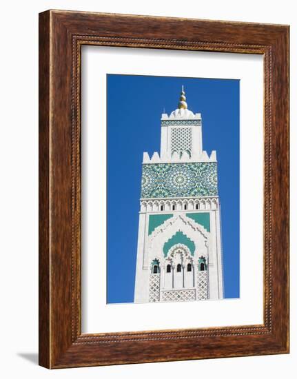 Casablanca, Morocco, Exterior Steeple Famous Hassan II Mosque-Bill Bachmann-Framed Photographic Print