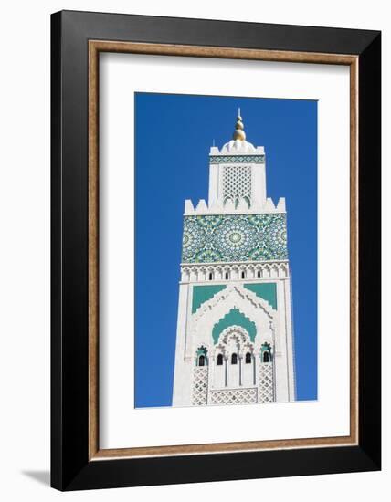 Casablanca, Morocco, Exterior Steeple Famous Hassan II Mosque-Bill Bachmann-Framed Photographic Print