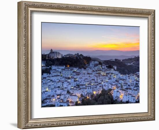 Casares at Sunset, Casares, Malaga Province, Andalusia, Spain-Doug Pearson-Framed Photographic Print