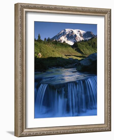 Cascade below Mt. Rainier, Mt. Rainier National Park, Washington, USA-Charles Gurche-Framed Photographic Print