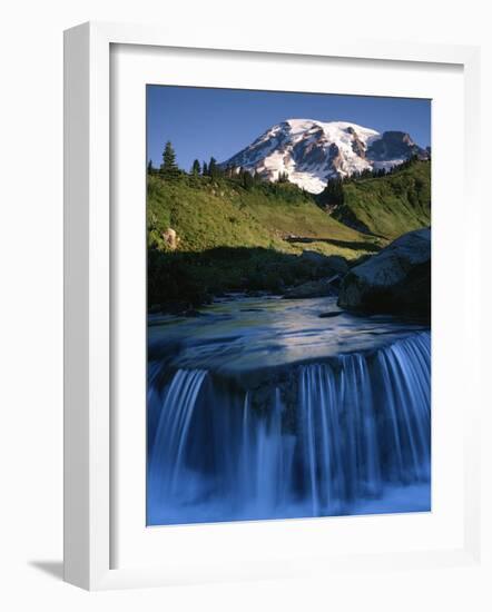 Cascade below Mt. Rainier, Mt. Rainier National Park, Washington, USA-Charles Gurche-Framed Photographic Print