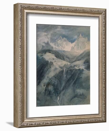 Cascade de la Folie, Chamoni, 1849, by John Ruskin, watercolor painting.-John Ruskin-Framed Art Print