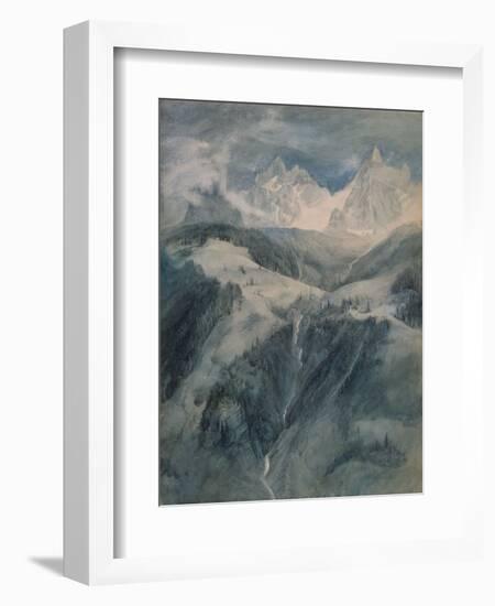 Cascade de la Folie, Chamoni, 1849, by John Ruskin, watercolor painting.-John Ruskin-Framed Art Print