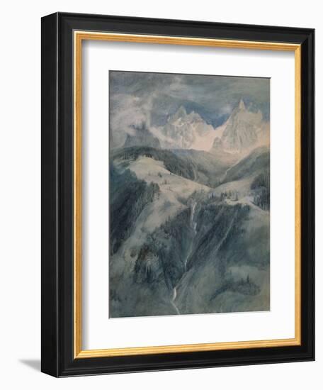 Cascade de la Folie, Chamoni, 1849, by John Ruskin, watercolor painting.-John Ruskin-Framed Art Print