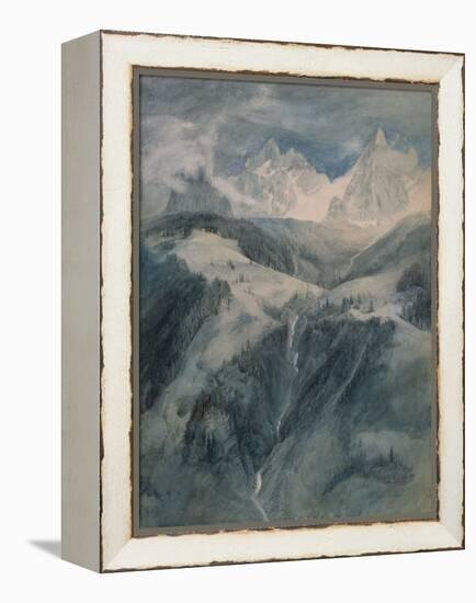 Cascade de la Folie, Chamoni, 1849, by John Ruskin, watercolor painting.-John Ruskin-Framed Stretched Canvas