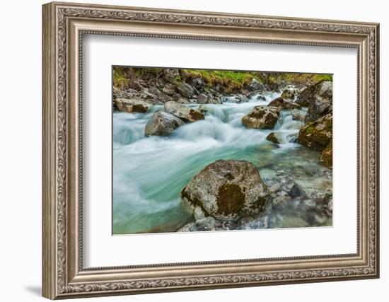 Cascade of Kuhfluchtwasserfall. Long Exposure for Motion Blur. Farchant, Garmisch-Partenkirchen, Ba-f9photos-Framed Photographic Print