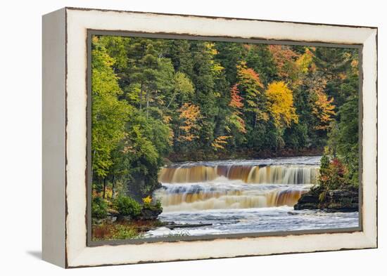 Cascade on Tahquamenon Falls in autumn, Tahquamenon Falls State Park, Michigan-Adam Jones-Framed Premier Image Canvas