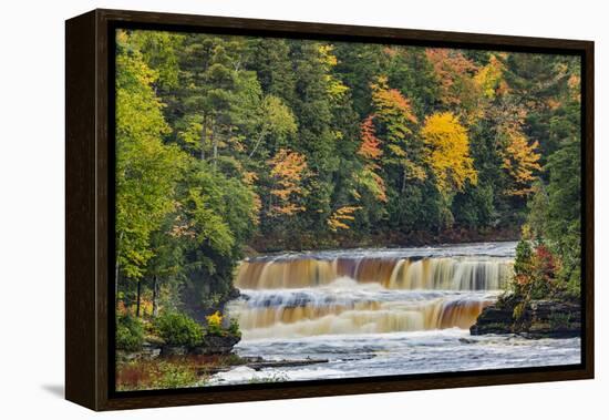 Cascade on Tahquamenon Falls in autumn, Tahquamenon Falls State Park, Michigan-Adam Jones-Framed Premier Image Canvas