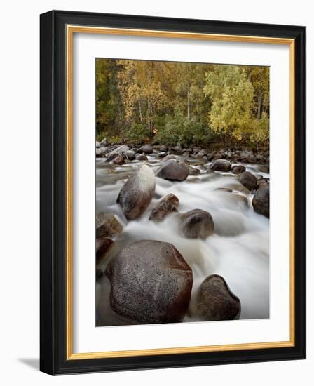 Cascades on the Little Susitna River With Fall Colors, Hatcher Pass, Alaska, USA-James Hager-Framed Photographic Print