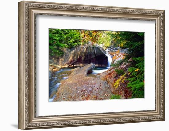 Cascading Creek of the Basin, Franconia Notch, NH-George Oze-Framed Photographic Print