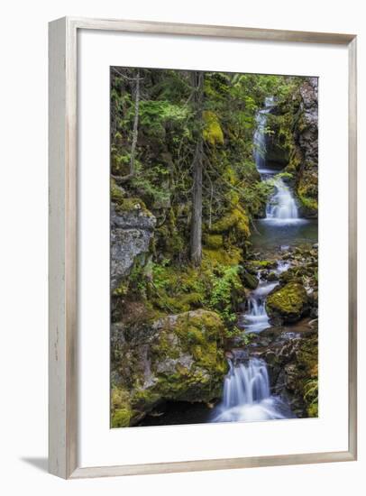 Cascading Waterfalls Along Falls Creek Near Nelson, British Columbia, Canada-Chuck Haney-Framed Photographic Print