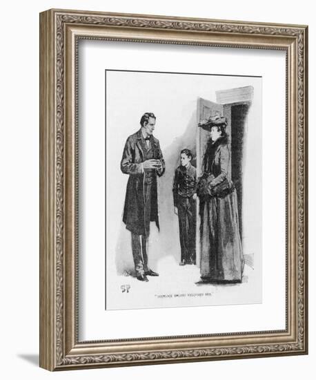 Case of Identity Holmes Receives a Visit from Mary Sutherland-Sidney Paget-Framed Art Print