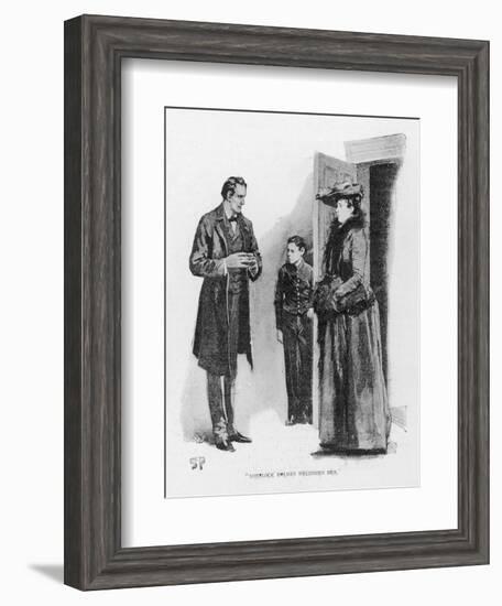 Case of Identity Holmes Receives a Visit from Mary Sutherland-Sidney Paget-Framed Art Print