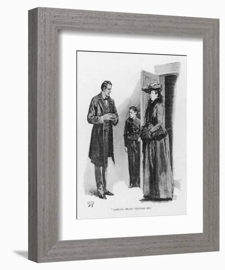 Case of Identity Holmes Receives a Visit from Mary Sutherland-Sidney Paget-Framed Art Print