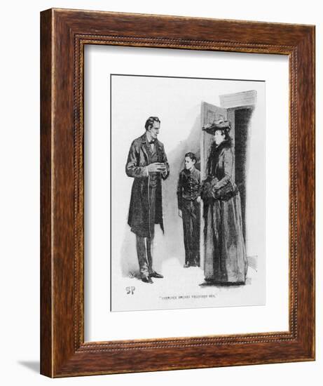 Case of Identity Holmes Receives a Visit from Mary Sutherland-Sidney Paget-Framed Art Print