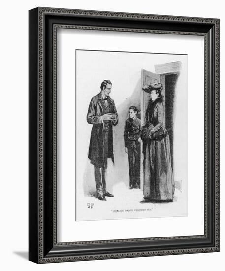 Case of Identity Holmes Receives a Visit from Mary Sutherland-Sidney Paget-Framed Art Print