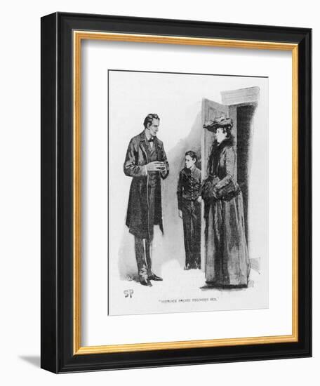 Case of Identity Holmes Receives a Visit from Mary Sutherland-Sidney Paget-Framed Art Print