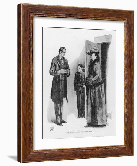 Case of Identity Holmes Receives a Visit from Mary Sutherland-Sidney Paget-Framed Art Print