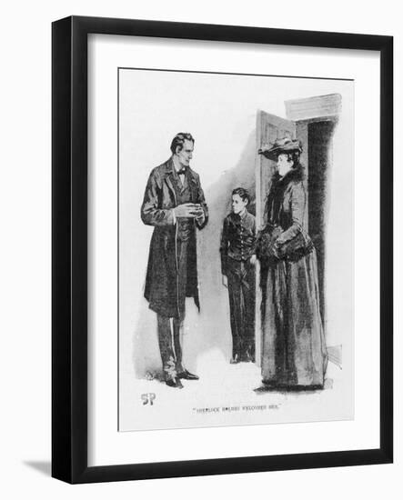 Case of Identity Holmes Receives a Visit from Mary Sutherland-Sidney Paget-Framed Art Print