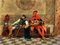 Drunk Warrior and Court Jester, Italian Painting of 19th Century-Casimiro Tomba-Mounted Giclee Print