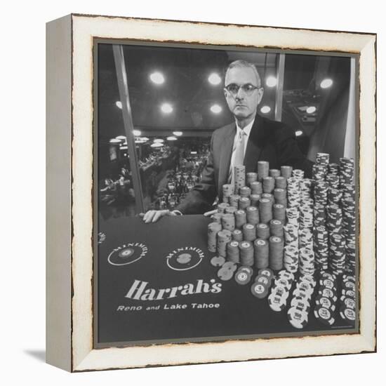 Casino and Night Club Owner William Harrah at Table-Nat Farbman-Framed Premier Image Canvas