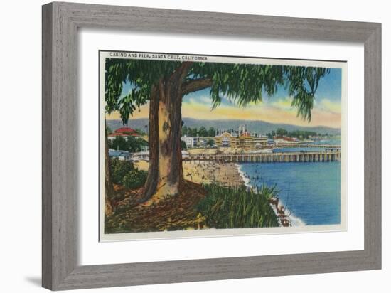 Casino and Pier, Santa Cruz - Santa Cruz, CA-Lantern Press-Framed Art Print