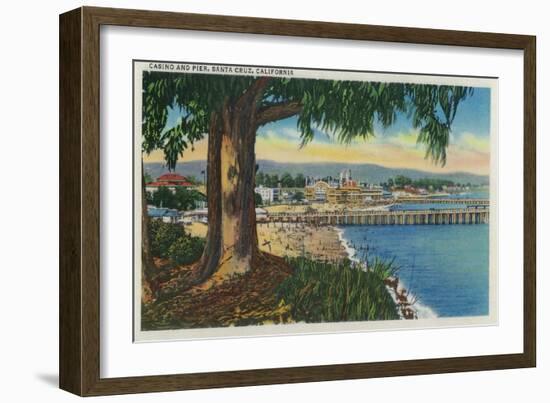 Casino and Pier, Santa Cruz - Santa Cruz, CA-Lantern Press-Framed Art Print