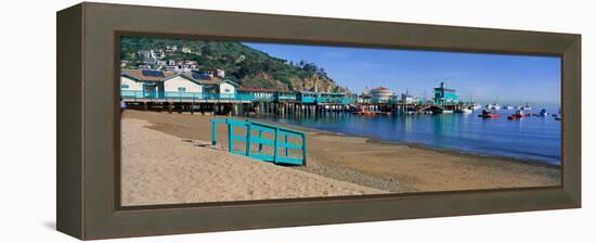 Casino Building and Avalon Harbor, Avalon, Catalina Island, California-null-Framed Stretched Canvas