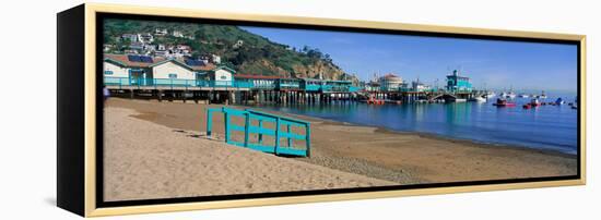 Casino Building and Avalon Harbor, Avalon, Catalina Island, California-null-Framed Stretched Canvas