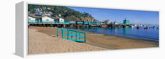 Casino Building and Avalon Harbor, Avalon, Catalina Island, California-null-Framed Stretched Canvas