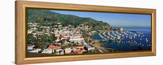 Casino Building and Avalon Harbor, Avalon, Catalina Island, California-null-Framed Stretched Canvas