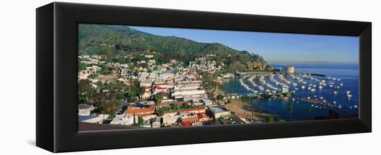 Casino Building and Avalon Harbor, Avalon, Catalina Island, California-null-Framed Stretched Canvas