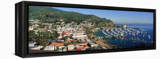 Casino Building and Avalon Harbor, Avalon, Catalina Island, California-null-Framed Stretched Canvas