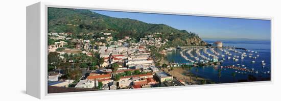 Casino Building and Avalon Harbor, Avalon, Catalina Island, California-null-Framed Stretched Canvas