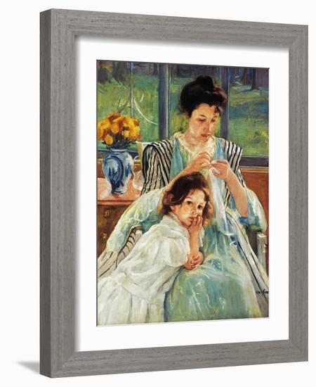 Cassatt: Mother Sewing-Mary Cassatt-Framed Giclee Print
