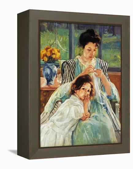 Cassatt: Mother Sewing-Mary Cassatt-Framed Premier Image Canvas