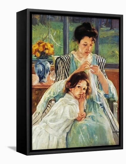 Cassatt: Mother Sewing-Mary Cassatt-Framed Premier Image Canvas