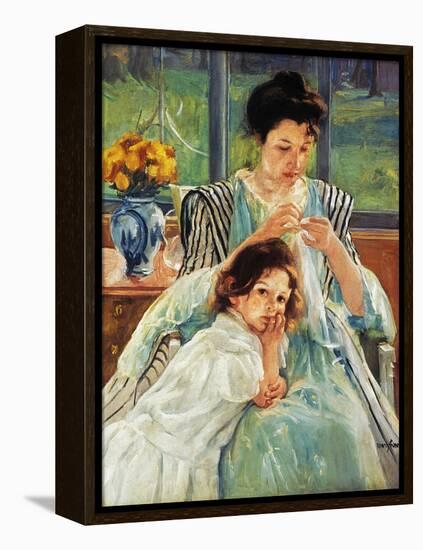 Cassatt: Mother Sewing-Mary Cassatt-Framed Premier Image Canvas