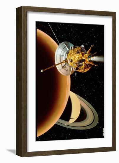 Cassini Spacecraft Near Titan-David Ducros-Framed Photographic Print