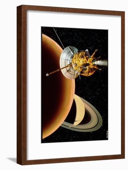 Cassini Spacecraft Near Titan-David Ducros-Framed Photographic Print