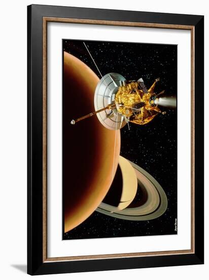 Cassini Spacecraft Near Titan-David Ducros-Framed Photographic Print