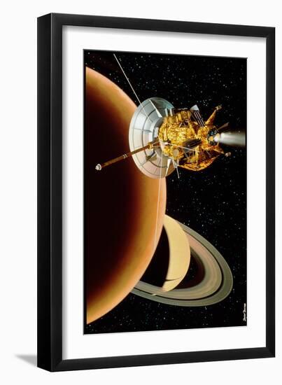 Cassini Spacecraft Near Titan-David Ducros-Framed Photographic Print