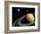 Cassini Spacecraft Orbiting Saturn and And its Moon Titan-null-Framed Premium Giclee Print