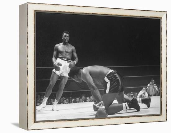 Cassius Clay Dancing Around Ring, Looking at Floyd Patterson, Whom He Has Just Knocked Down-Art Rickerby-Framed Premier Image Canvas