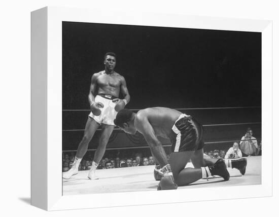 Cassius Clay Dancing Around Ring, Looking at Floyd Patterson, Whom He Has Just Knocked Down-Art Rickerby-Framed Premier Image Canvas