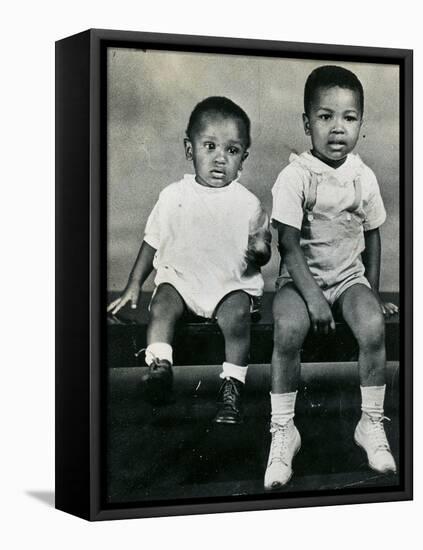 Cassius Clay Sitting on a Bench with His Brother Rudy-null-Framed Premier Image Canvas